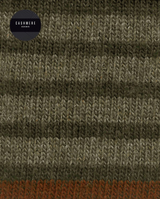 Chaussettes cachemire/laine - rayures Couleur Vert - 1 2