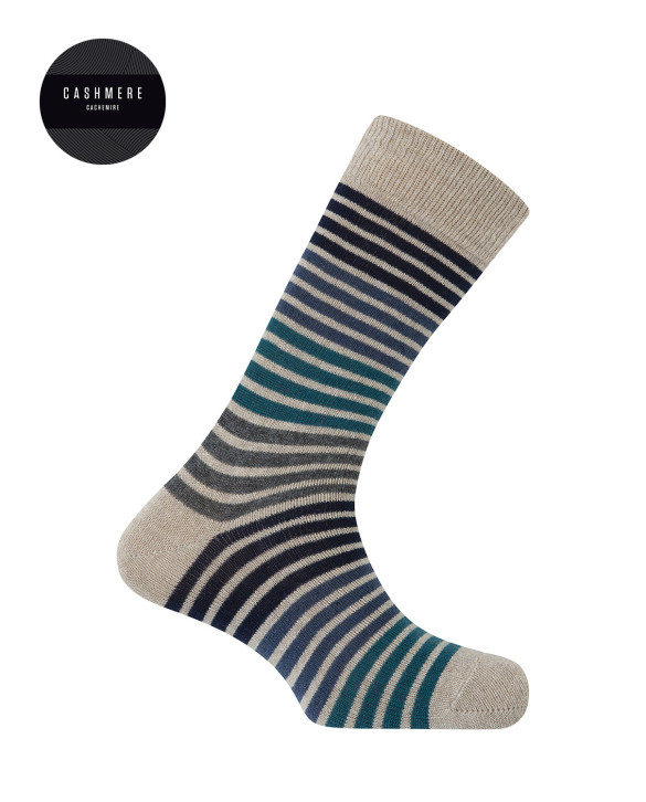 Cashmere/wool socks - stripes Color Beige - 1