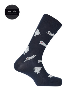 Chaussettes en coton - phoques Couleur Bleu marine - 1