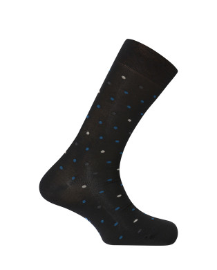 Chaussettes en coton mercerisé - pois Couleur Noir - 1