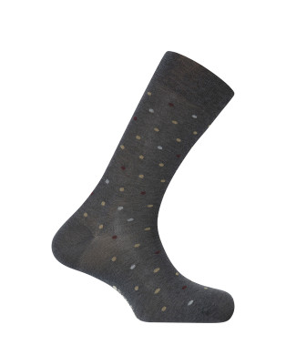 Chaussettes en coton mercerisé - pois Couleur Gris fonce - 1