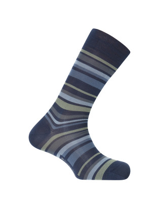 Mercerized cotton socks - stripes Color Navy - 1