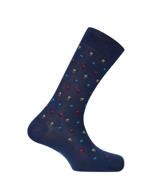 Chaussettes en coton mercerisé - pois Couleur Bleu - 1