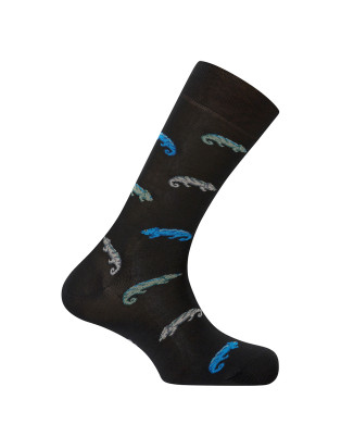 Chaussettes en coton mercerisé - caméléons Couleur Noir - 1
